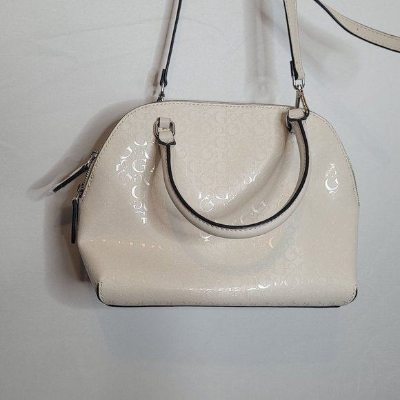 Guess Los Angeles Purse PVC Beige Short Handles Shoulder Strap Lined Complete - Picture 11 of 16